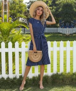 BFZY GIVEN SPOT DRESS - NAVY