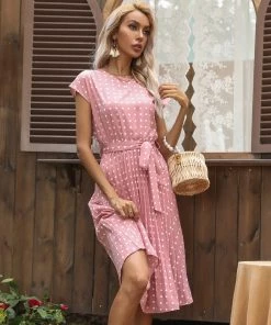 BFZY NEW ARRIVALS GIVEN SPOT DRESS - PINK