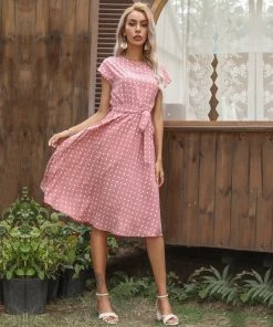 BFZY NEW ARRIVALS GIVEN SPOT DRESS - PINK