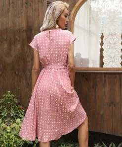 BFZY NEW ARRIVALS GIVEN SPOT DRESS - PINK