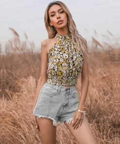 BFZY Floral Sleeveless Crop Top