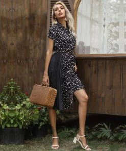 BFZY Contrast Color Printed Midi Dress