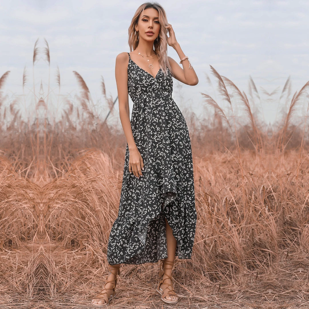 BFZY New In Clothing Smaibulun | Black Floral V-Neck Sleeveless Midi Dress 3 BFZY New In Clothing Smaibulun | Black Floral V-Neck Sleeveless Midi Dress