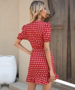 BFZY New In Clothing Smaibulun | Polka Dot Wrap Mini Dress