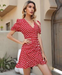 BFZY New In Clothing Smaibulun | Polka Dot Wrap Mini Dress