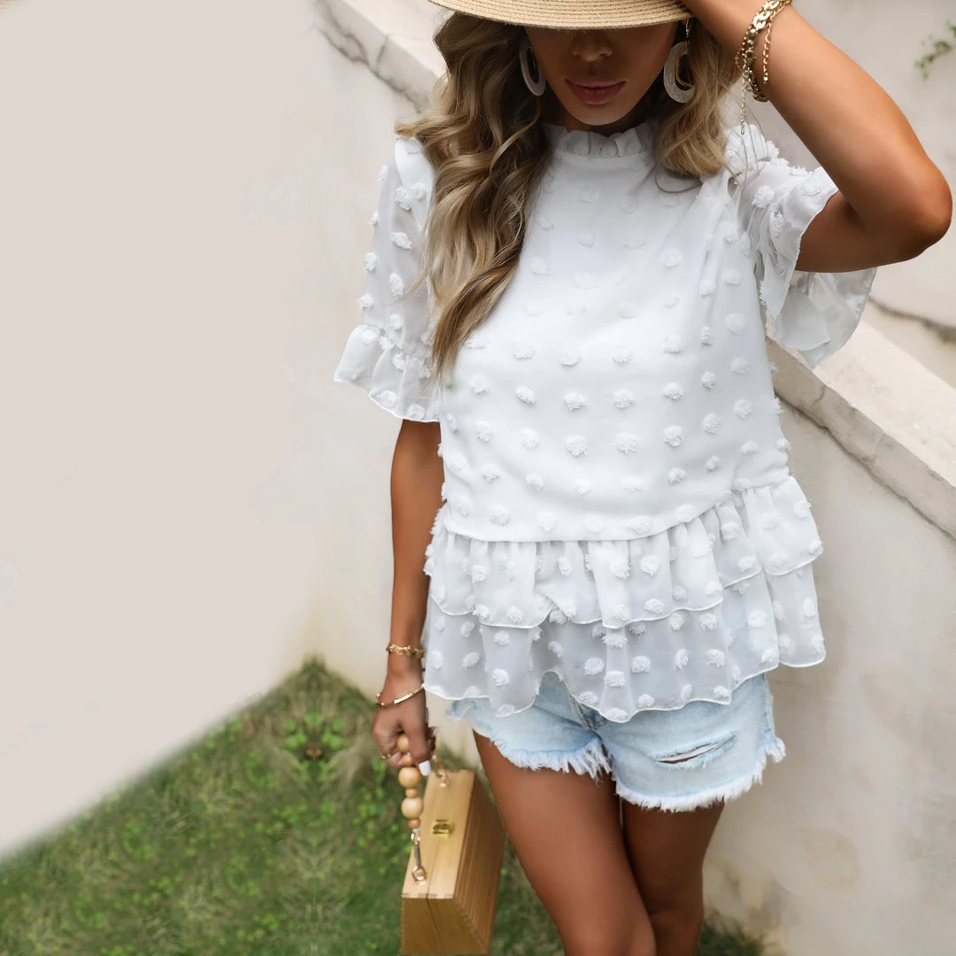 BFZY Pom Pom Feminine Frill Hemline Top New In Clothing 1 BFZY Pom Pom Feminine Frill Hemline Top New In Clothing