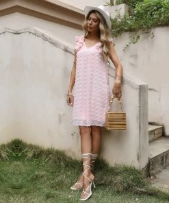 BFZY Smaibulun | Pink Ruffle Sleeveless Mini Dress New In Clothing