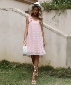 BFZY Smaibulun | Pink Ruffle Sleeveless Mini Dress New In Clothing