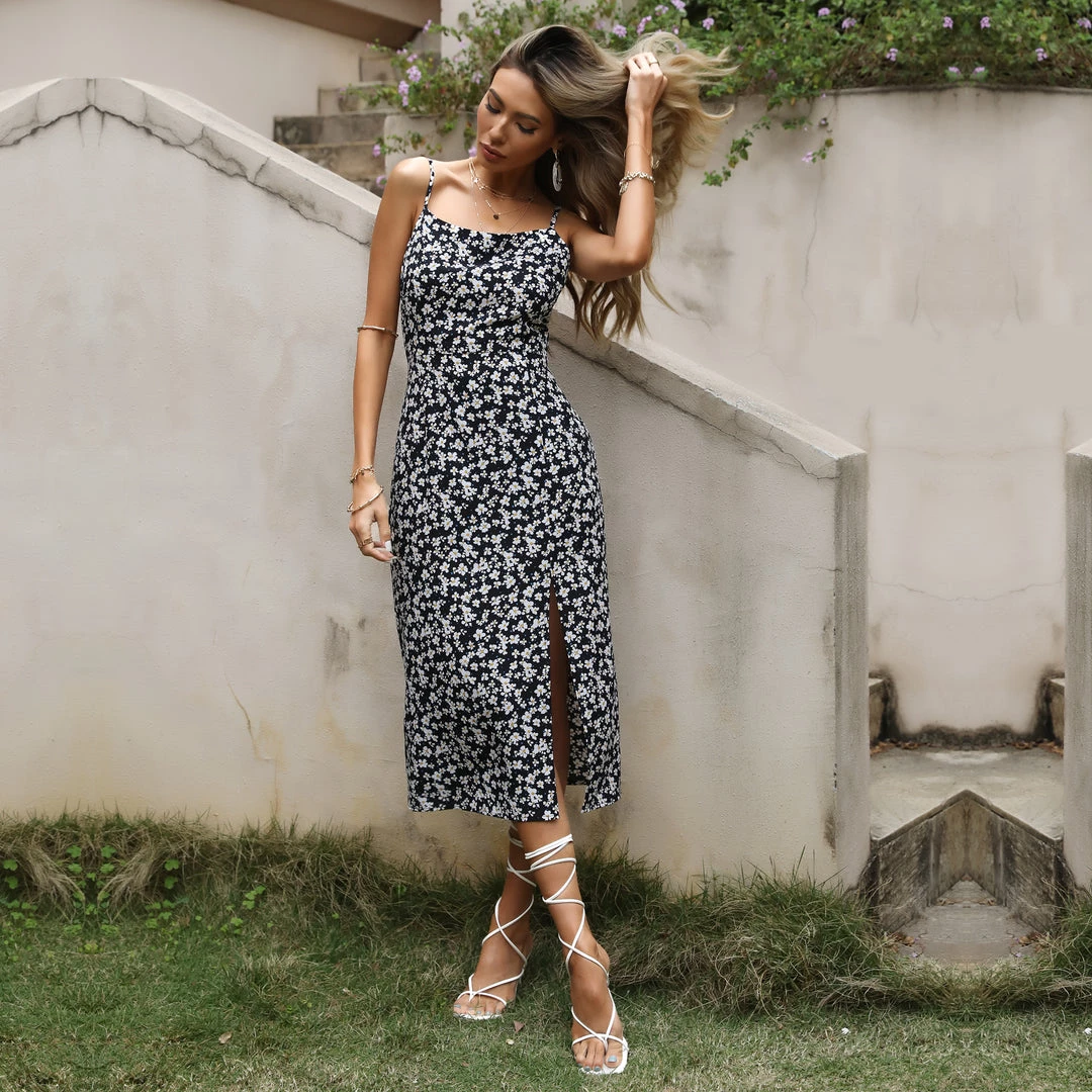 BFZY New In Clothing Smaibulun | Black Floral Sleeveless Midi Dress 3 BFZY New In Clothing Smaibulun | Black Floral Sleeveless Midi Dress