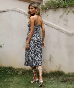 BFZY New In Clothing Smaibulun | Black Floral Sleeveless Midi Dress 10 BFZY New In Clothing Smaibulun | Black Floral Sleeveless Midi Dress