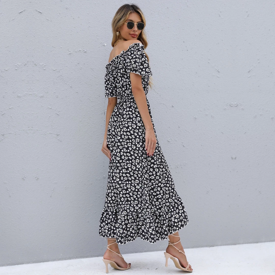 BFZY New In Clothing Smaibulun | Black Floral Off Shoulder Midi Dress 9 BFZY New In Clothing Smaibulun | Black Floral Off Shoulder Midi Dress