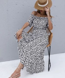 BFZY New In Clothing Smaibulun | Black Floral White Base Off Shoulder Midi Dress