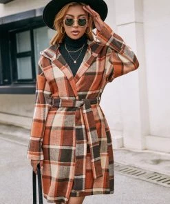 YBL Smaibulun | Playful Plaid Trench Coat New In Clothing