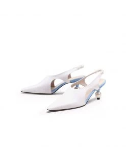 Jady Rose NEW ARRIVALS JadyRose | Pearl Heel Cut-Out Leather Cream Slingback