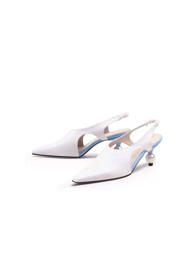 Jady Rose NEW ARRIVALS JadyRose | Pearl Heel Cut-Out Leather Cream Slingback 1 Jady Rose NEW ARRIVALS JadyRose | Pearl Heel Cut-Out Leather Cream Slingback