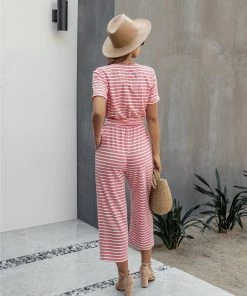 BBYS Stripe Wrap Pocket Jumpsuit - Pink New In Clothing