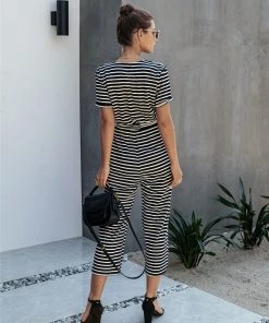 BBYS Stripe Wrap Pocket Jumpsuit - Black