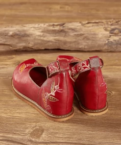 JF SOFFIA | RED ANKLE STRAP LEATHER SANDAL