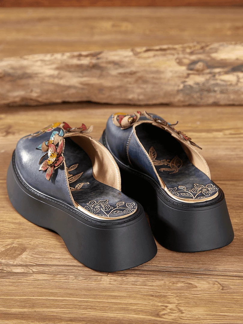 JF SOFFIA | BLOOMING EMBOSSED NAVY LEATHER CLOG NEW ARRIVALS 6 JF SOFFIA | BLOOMING EMBOSSED NAVY LEATHER CLOG NEW ARRIVALS
