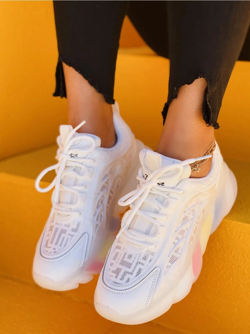 HT En Bloom |White & Mesh Stripe Sole Ugly Daddy Sneaker Sneaker & Athletic 3 HT En Bloom |White & Mesh Stripe Sole Ugly Daddy Sneaker Sneaker & Athletic