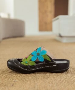 RXD SOFFIA | SUMMER BLOOM BLACK LEATHER SANDAL NEW ARRIVALS