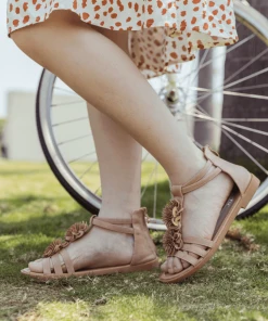 NEW ARRIVALS SIKETU | Beige Daisy Deco Gladiator Sandals