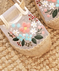 TC CACTUS ROSE | EMBROIDERED MESH UPPER LINEN MULE