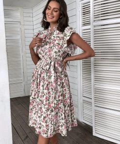 BFZY KAIDESSE MIDI DRESS - PINK FLORAL