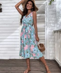 BFZY NEW ARRIVALS UKE MIDI DRESS - BLUE FLORAL 11 BFZY NEW ARRIVALS UKE MIDI DRESS - BLUE FLORAL