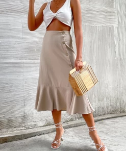 BFZY BARBARA LINEN SKIRT - APRICOT NEW ARRIVALS 11 BFZY BARBARA LINEN SKIRT - APRICOT NEW ARRIVALS