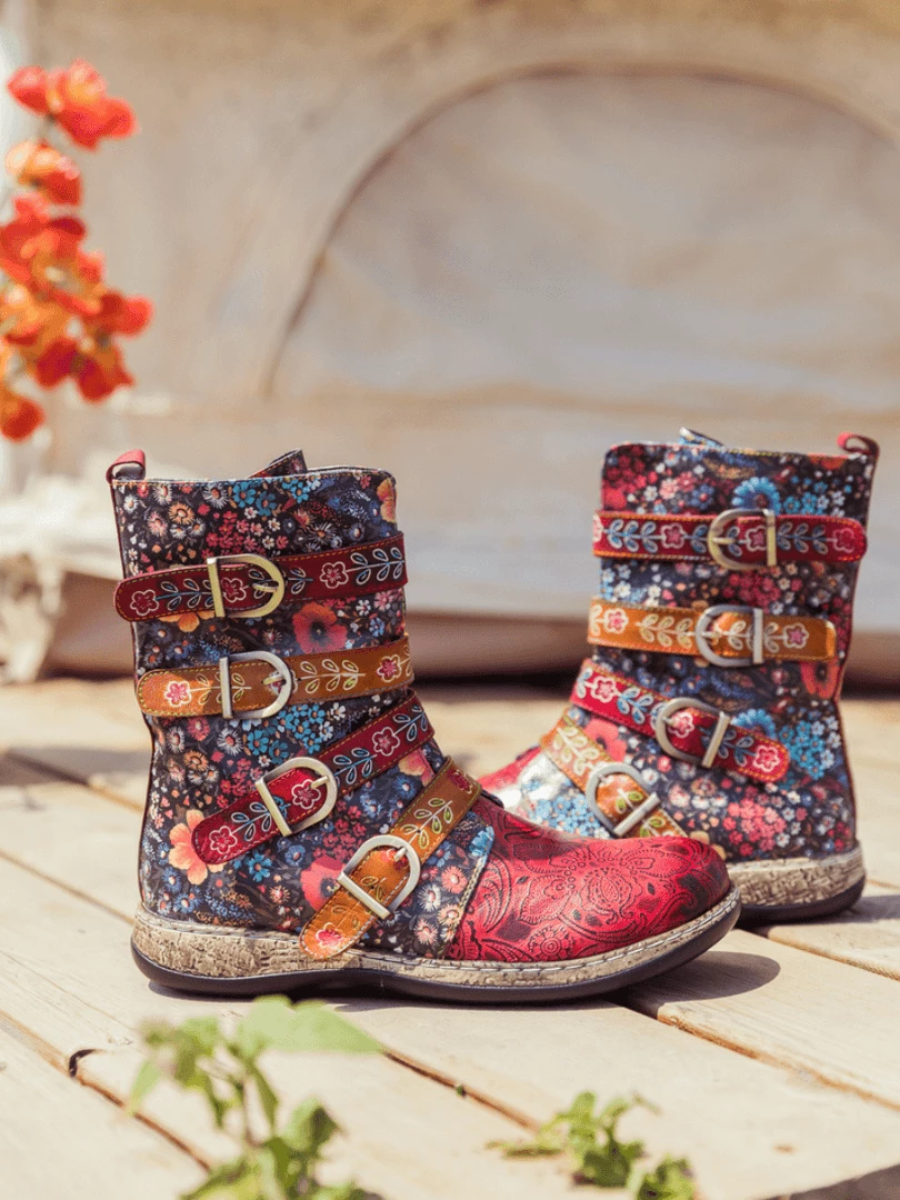 SOFFIA | DAISY PRINTED STRAPS LEATHER ANKLE BOOT NEW ARRIVALS 6 SOFFIA | DAISY PRINTED STRAPS LEATHER ANKLE BOOT NEW ARRIVALS
