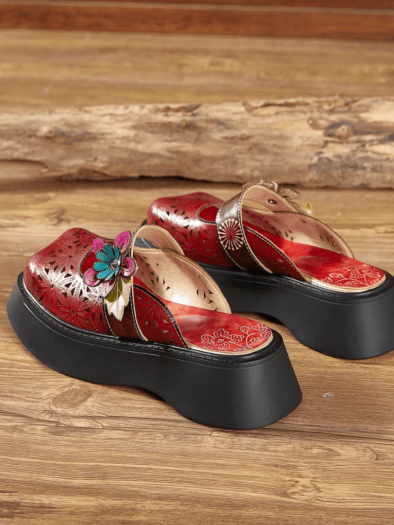 JF SOFFIA | FLORAL PERFORATED RED LEATHER CLOG NEW ARRIVALS 6 JF SOFFIA | FLORAL PERFORATED RED LEATHER CLOG NEW ARRIVALS