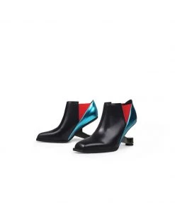 Jady Rose New In Shoes JadyRose | Blue Red Contrast Elevator Heel Ankle Boot
