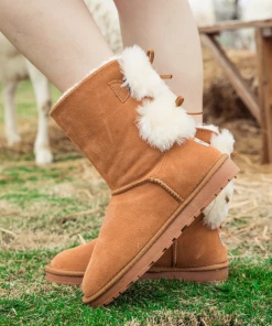 XH SMAIBULUN UGG™ | Back Woollen Bow Suede Boots – Chestnut 15 XH SMAIBULUN UGG™ | Back Woollen Bow Suede Boots – Chestnut
