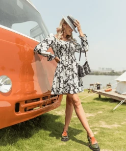 DY MORA MINI DRESS - BLACK FLORAL