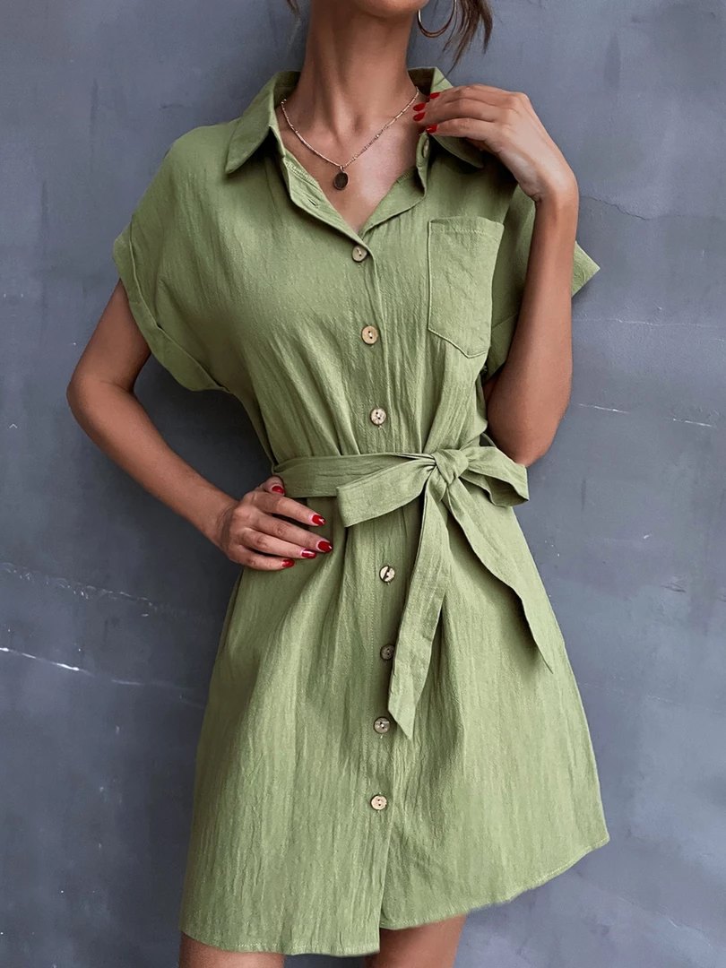 BFZY NEW ARRIVALS CRESSIDA LINEN Dress - Army Green 1 BFZY NEW ARRIVALS CRESSIDA LINEN Dress - Army Green