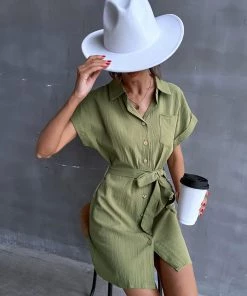 BFZY NEW ARRIVALS CRESSIDA LINEN Dress - Army Green 8 BFZY NEW ARRIVALS CRESSIDA LINEN Dress - Army Green