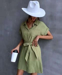 BFZY NEW ARRIVALS CRESSIDA LINEN Dress - Army Green 9 BFZY NEW ARRIVALS CRESSIDA LINEN Dress - Army Green