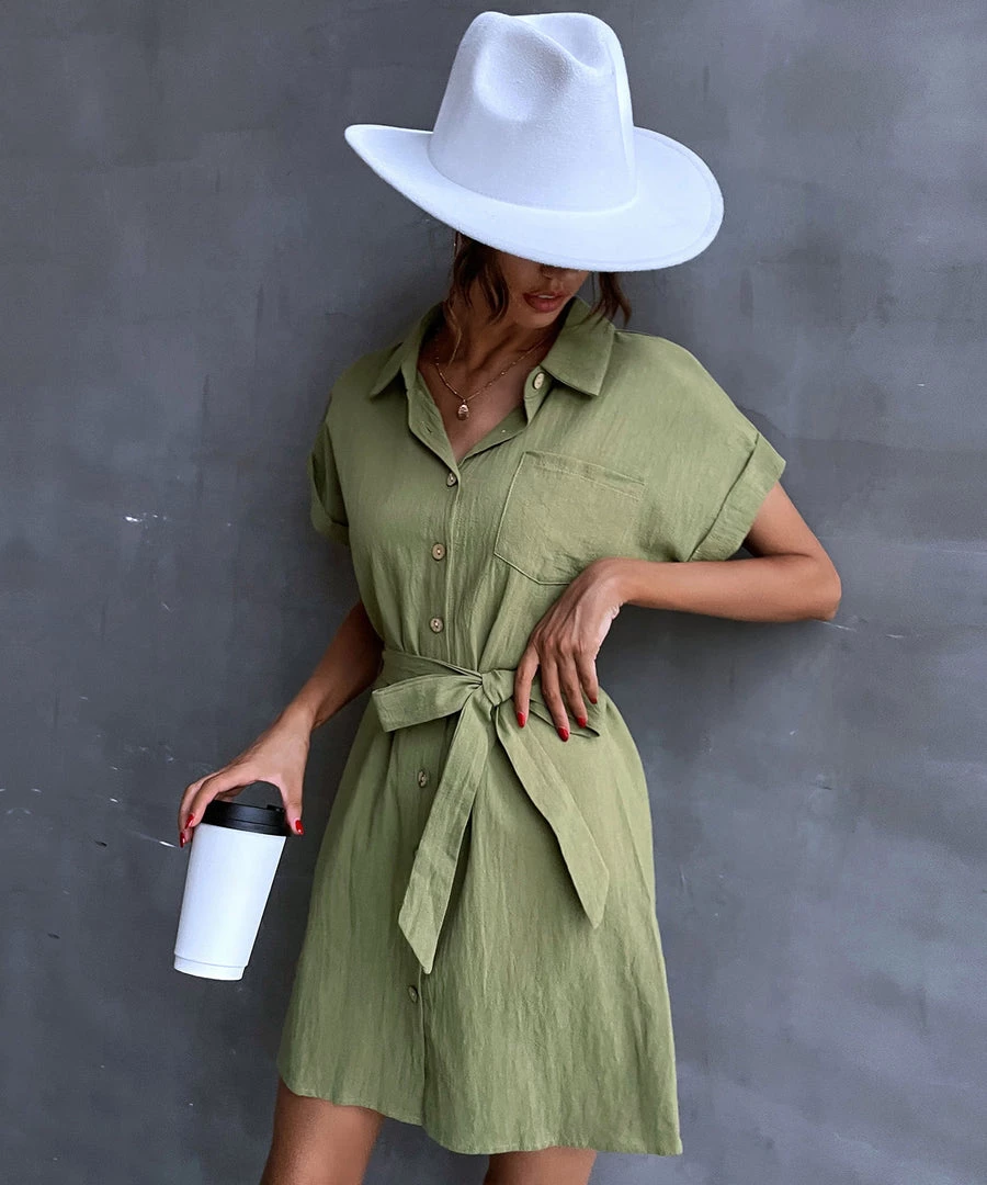 BFZY NEW ARRIVALS CRESSIDA LINEN Dress - Army Green 4 BFZY NEW ARRIVALS CRESSIDA LINEN Dress - Army Green