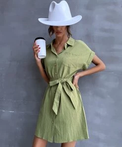 BFZY NEW ARRIVALS CRESSIDA LINEN Dress - Army Green 10 BFZY NEW ARRIVALS CRESSIDA LINEN Dress - Army Green