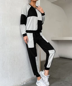 BFZY KYLA COTTON BLEND SET - BLACK GREY NEW ARRIVALS