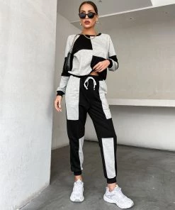 BFZY KYLA COTTON BLEND SET - BLACK GREY NEW ARRIVALS