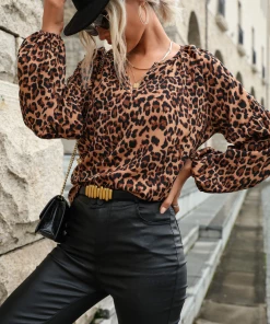 BFZY NEW ARRIVALS RATTEN SHIRT TOP - ANIMAL PRINT