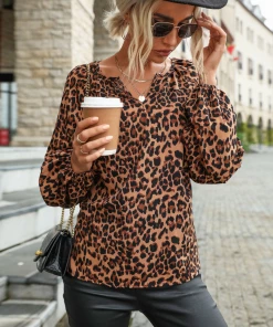 BFZY NEW ARRIVALS RATTEN SHIRT TOP - ANIMAL PRINT