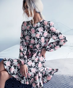 BFZY Smaibulun | STEVIE Rose Midi Dress - Pink Print