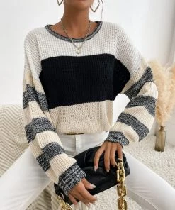 MY Smaibulun | Black Grey Stripe Block Sweater