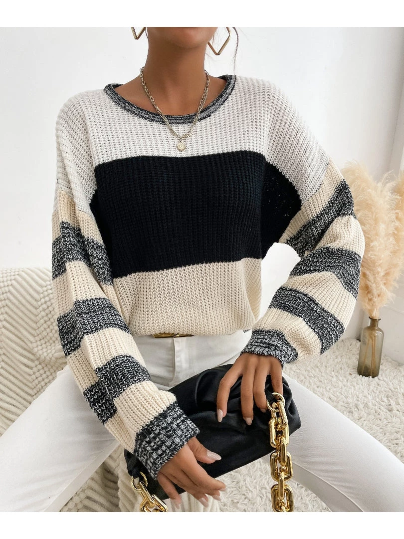MY Smaibulun | Black Grey Stripe Block Sweater 2 MY Smaibulun | Black Grey Stripe Block Sweater
