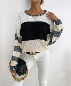 MY Smaibulun | Black Grey Stripe Block Sweater 11 MY Smaibulun | Black Grey Stripe Block Sweater