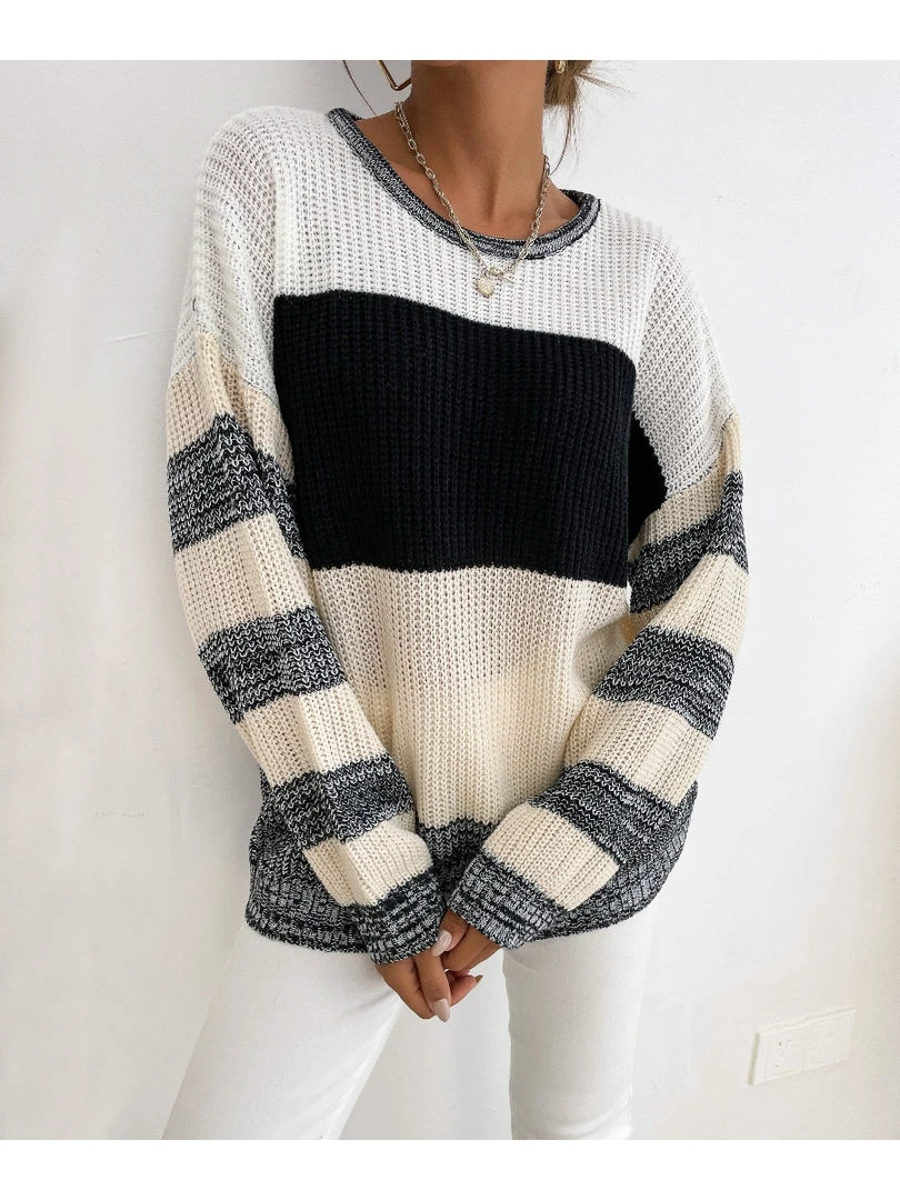MY Smaibulun | Black Grey Stripe Block Sweater 4 MY Smaibulun | Black Grey Stripe Block Sweater