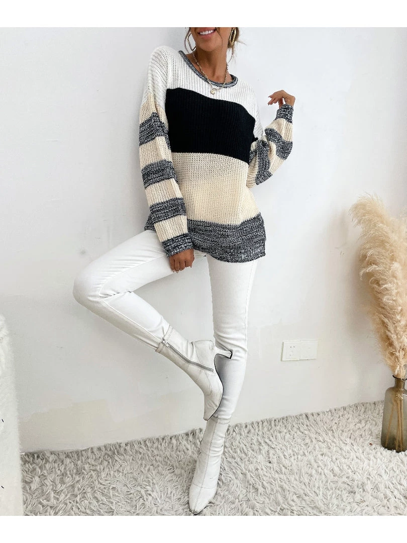 MY Smaibulun | Black Grey Stripe Block Sweater 5 MY Smaibulun | Black Grey Stripe Block Sweater